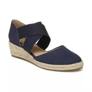 Mila | Espadrilles with cross strap & rope wedge heel