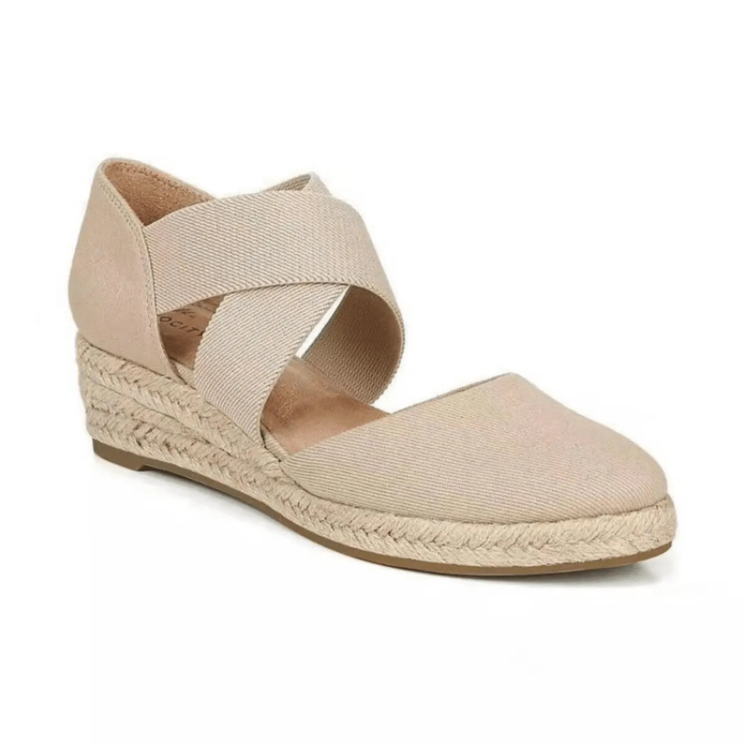 Mila | Espadrilles with cross strap & rope wedge heel