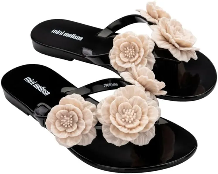 mini melissa Harmonic Collection Girls Flip Flops - Kids Slip On Sandals, Jelly Shoes