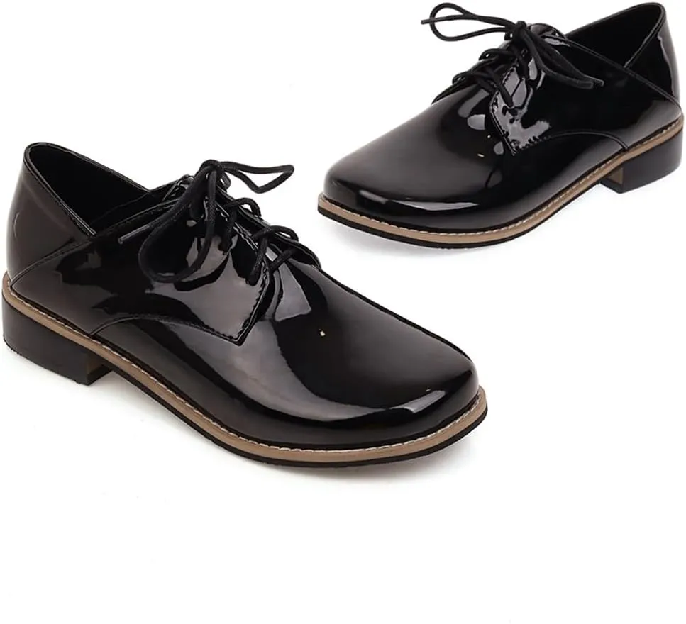 MIOKE Women's Classic Flat Saddle Oxford Shoes Lace Up Comfort Low Heel Western School Oxfords Loafers