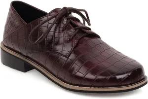 MIOKE Women's Classic Flat Saddle Oxford Shoes Lace Up Comfort Low Heel Western School Oxfords Loafers
