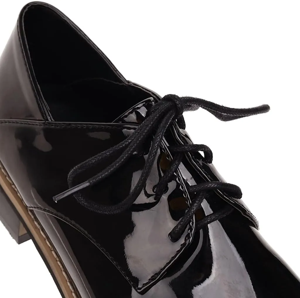 MIOKE Women's Classic Flat Saddle Oxford Shoes Lace Up Comfort Low Heel Western School Oxfords Loafers
