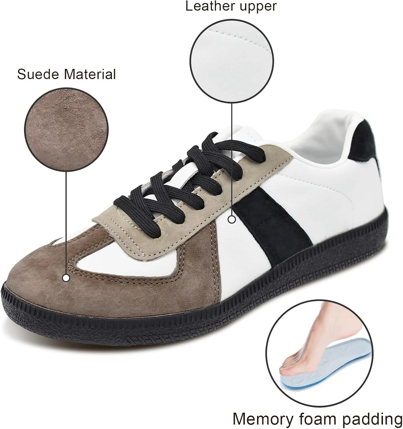 Mnplciea Women's Fashion Sneakers Retro Walking Casual Shoes Non-Slip Lace Up Gum Sole Sneakers Womens Memory Foam Skate Tennis Shoes