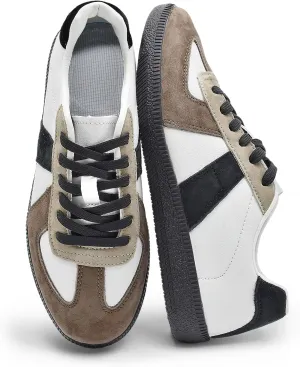 Mnplciea Women's Fashion Sneakers Retro Walking Casual Shoes Non-Slip Lace Up Gum Sole Sneakers Womens Memory Foam Skate Tennis Shoes