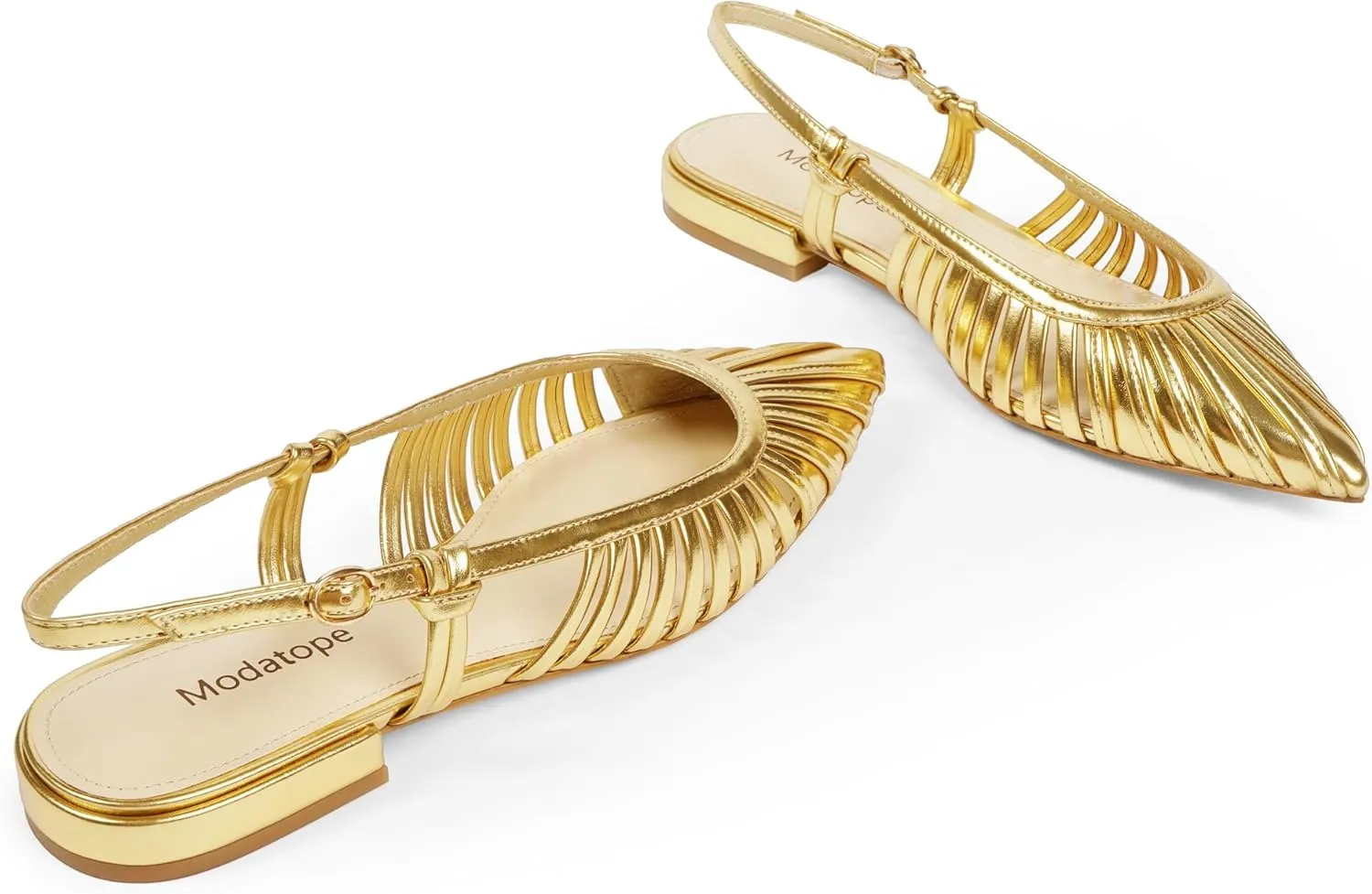 Modatope Slingback Flats for Women Pointed Toe Ballet Flats Classic Low Heel Sandals Dress Shoes