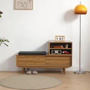 Modern Antique Hallway Bench Cabinet in Oak Color with Ample Storage and Comfortable Seating