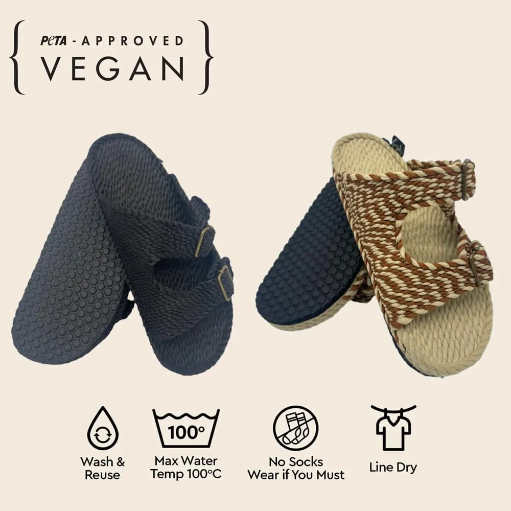 Moses Rope Sandals, Handmade Shoes with Non-Slip Sole, Double Buckle Adjustable Straps, Sustainable Lightweight Slip-On Slide Shoes, Men Women Unisex