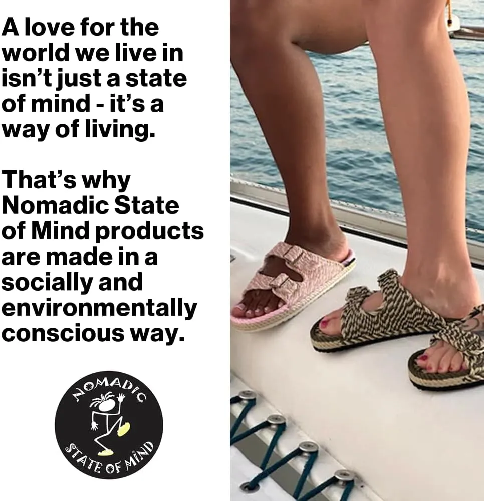 Moses Rope Sandals, Handmade Shoes with Non-Slip Sole, Double Buckle Adjustable Straps, Sustainable Lightweight Slip-On Slide Shoes, Men Women Unisex