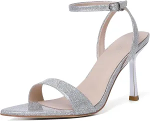 Mostrin Heels for Women Strappy Lace Up Ankle Strap Heels Pointed Open Toe Stiletto High Heeled Sandals for Prom, Party, Daily