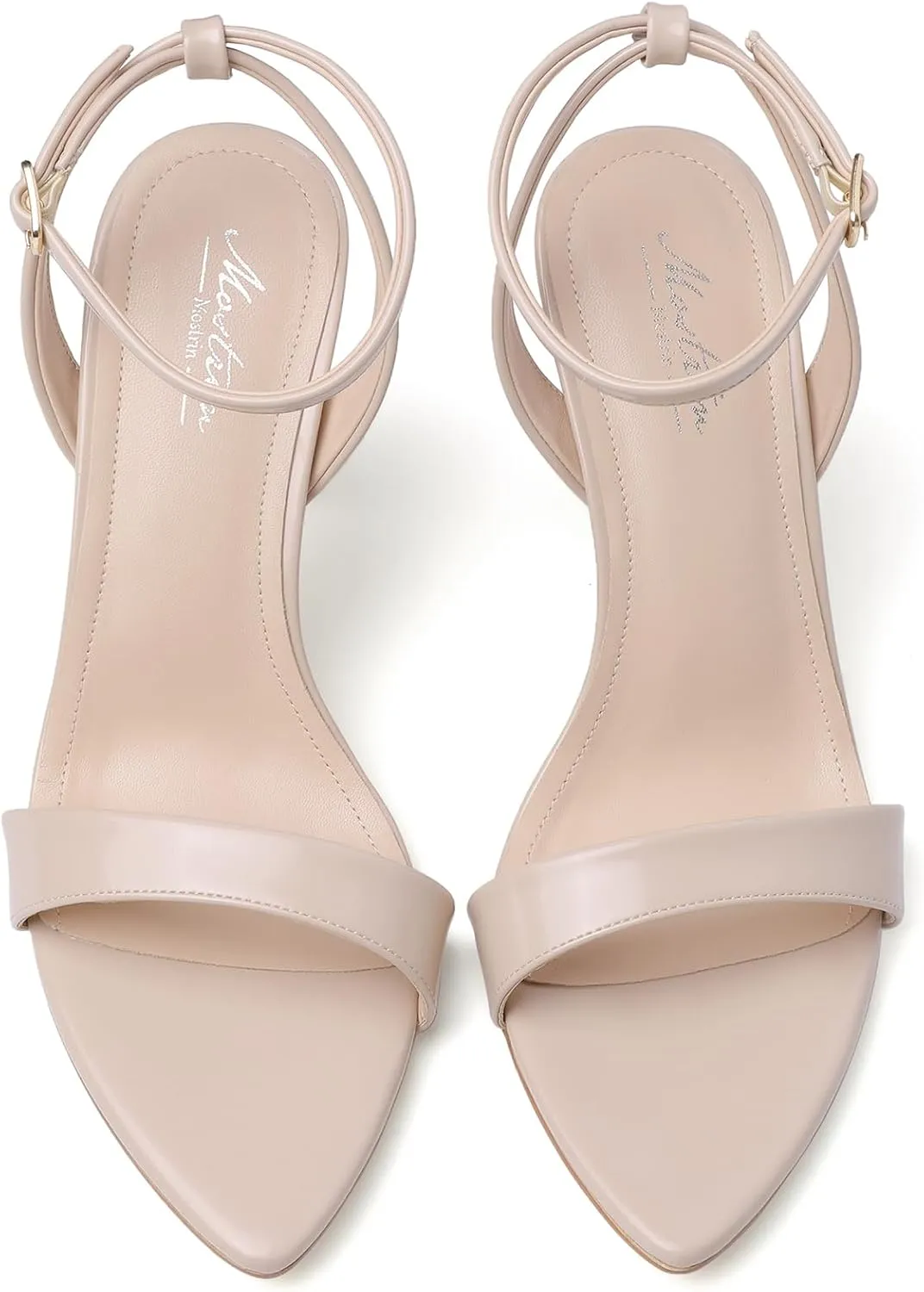 Mostrin Heels for Women Strappy Lace Up Ankle Strap Heels Pointed Open Toe Stiletto High Heeled Sandals for Prom, Party, Daily