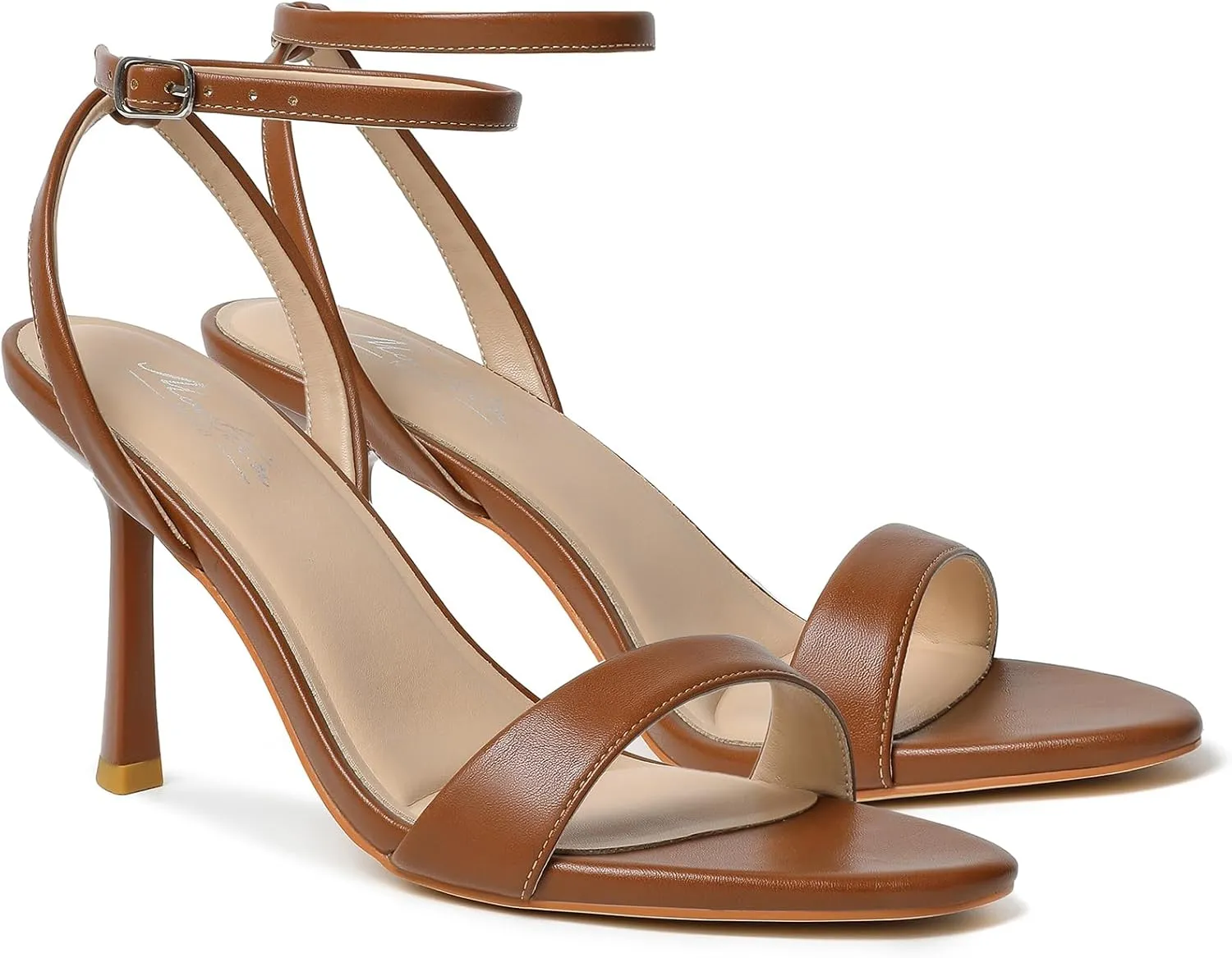 Mostrin Heels for Women Strappy Lace Up Ankle Strap Heels Pointed Open Toe Stiletto High Heeled Sandals for Prom, Party, Daily