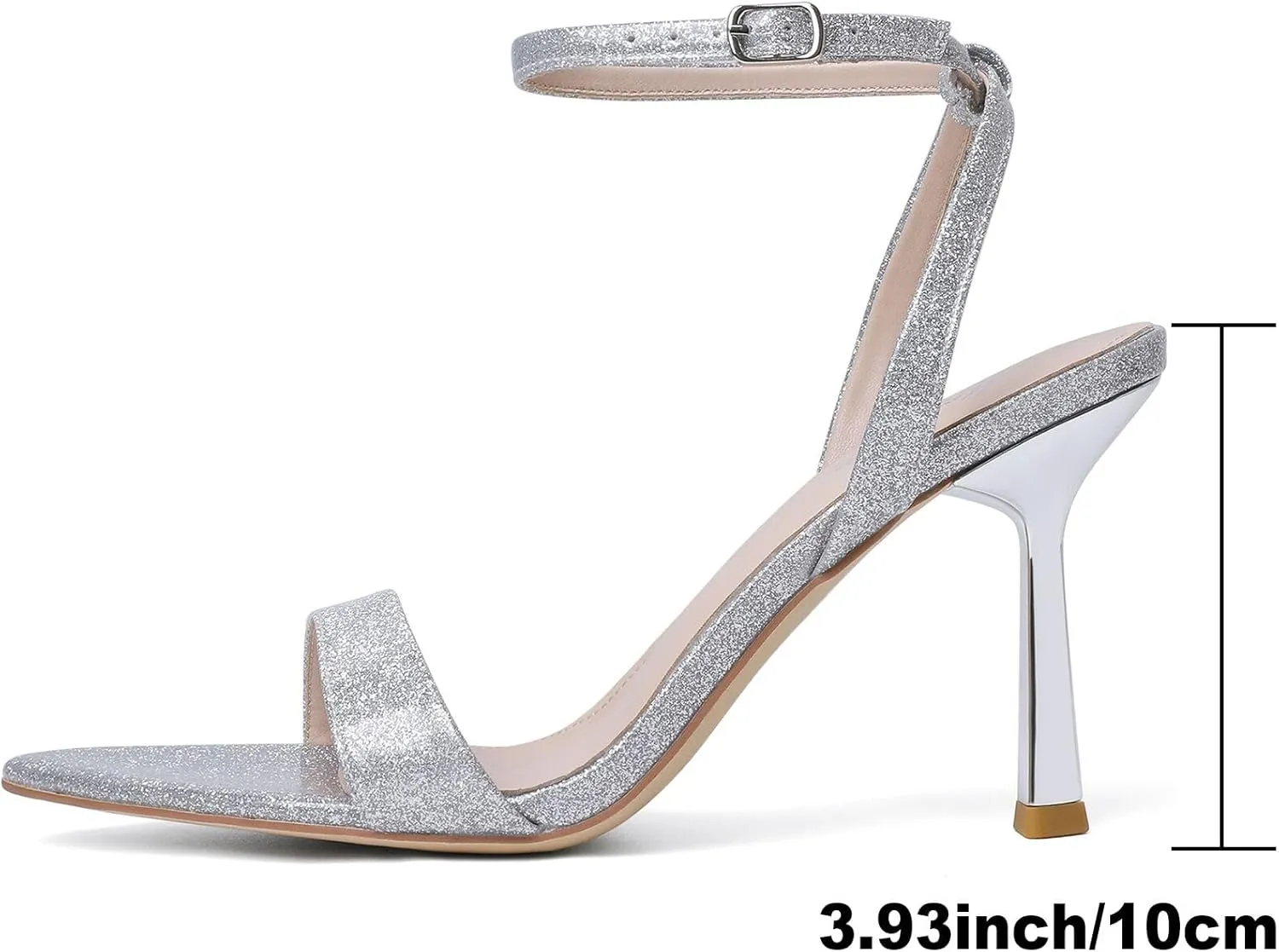 Mostrin Heels for Women Strappy Lace Up Ankle Strap Heels Pointed Open Toe Stiletto High Heeled Sandals for Prom, Party, Daily
