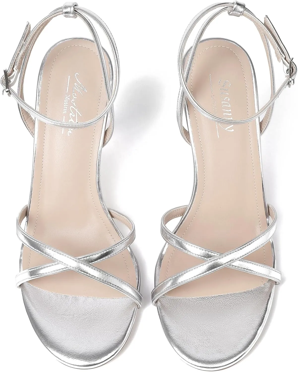 Mostrin Strappy Heels for Women Lace Up Ankle Strap Round Open Toe Stiletto High Heels Women's Heeled Sandals for Prom, Party, Daily