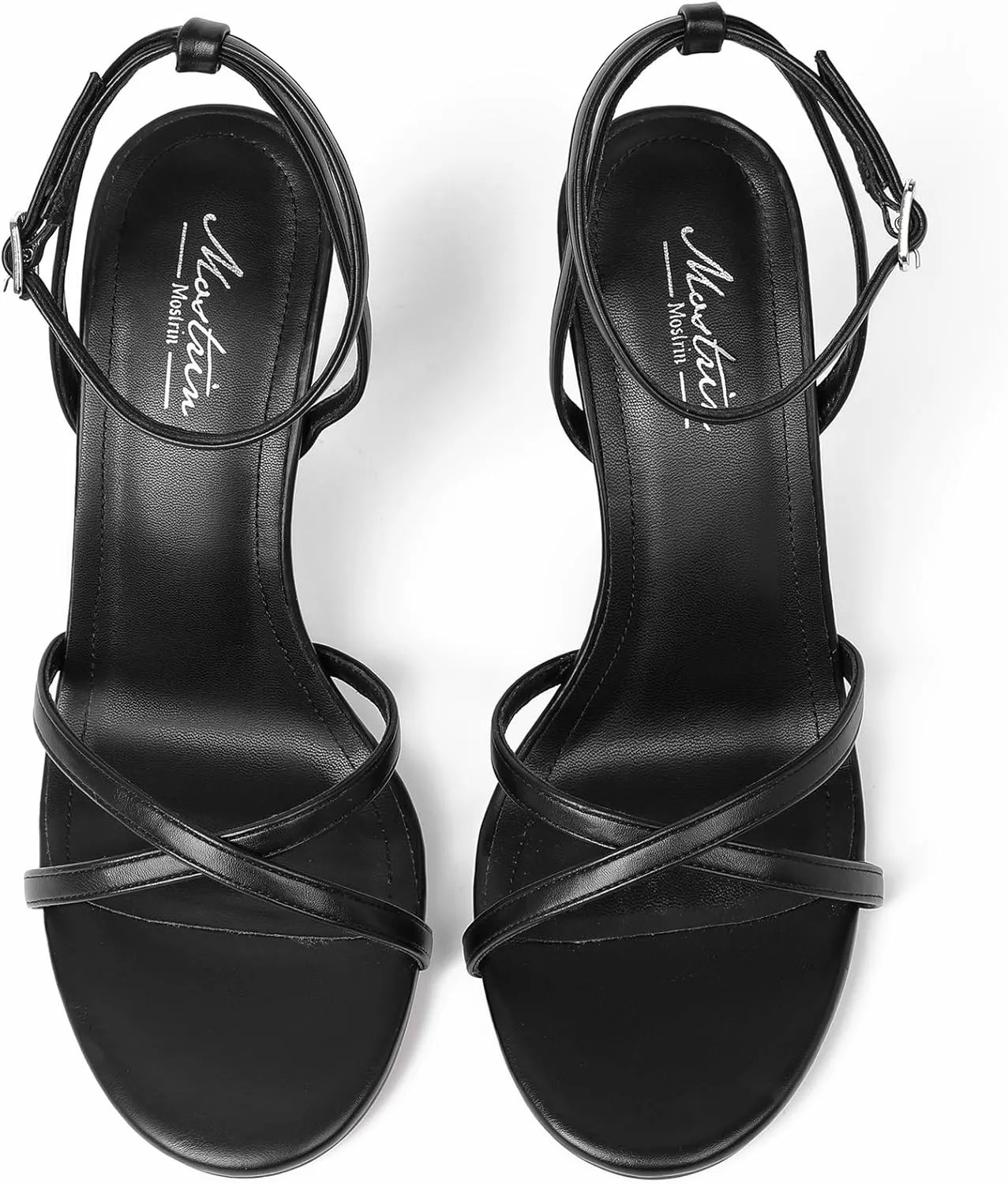 Mostrin Strappy Heels for Women Lace Up Ankle Strap Round Open Toe Stiletto High Heels Women's Heeled Sandals for Prom, Party, Daily