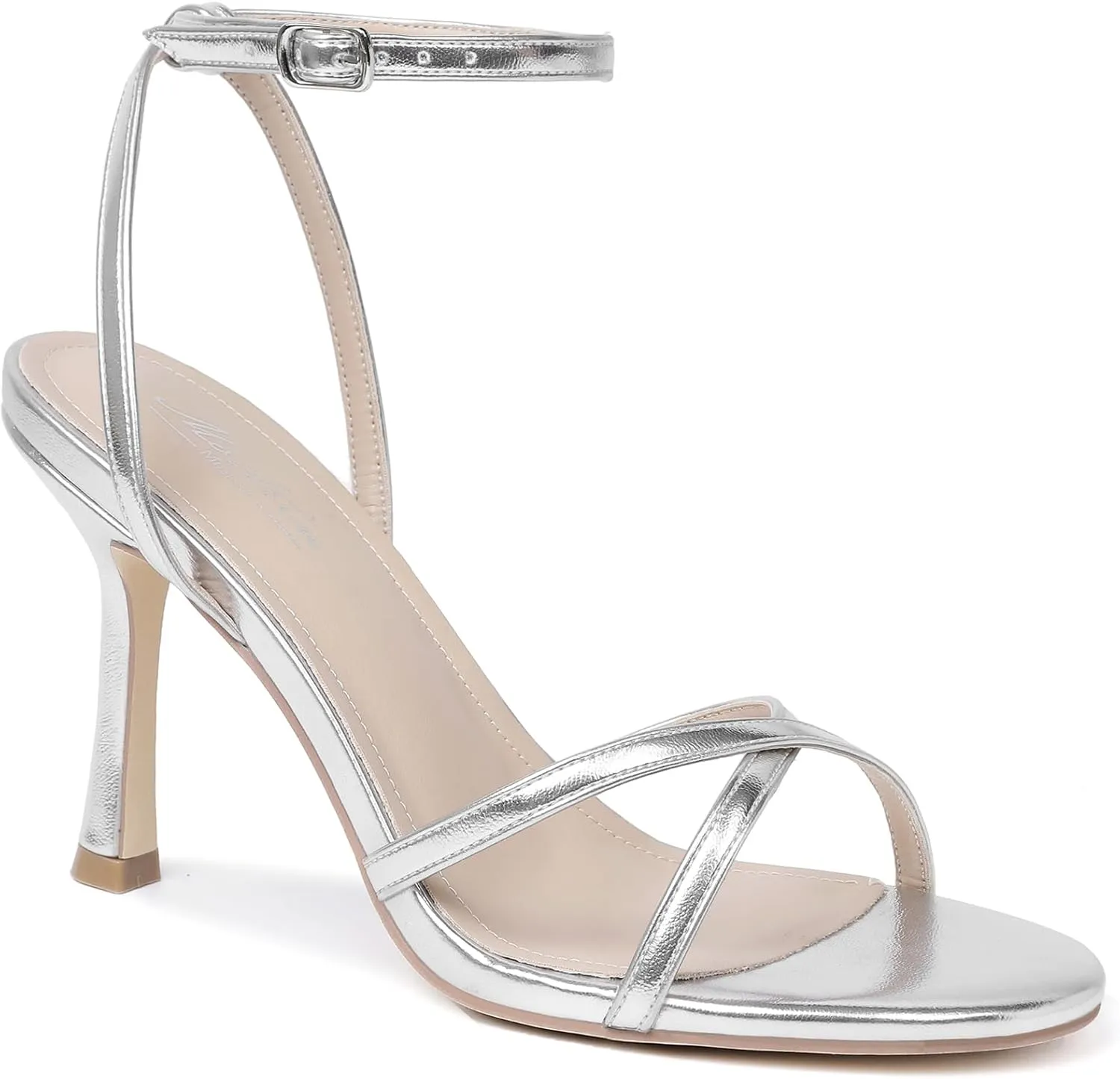 Mostrin Strappy Heels for Women Lace Up Ankle Strap Round Open Toe Stiletto High Heels Women's Heeled Sandals for Prom, Party, Daily