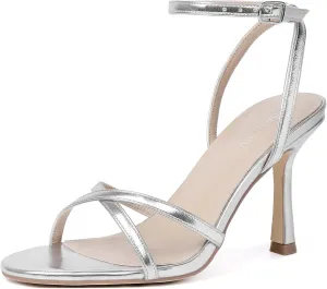 Mostrin Strappy Heels for Women Lace Up Ankle Strap Round Open Toe Stiletto High Heels Women's Heeled Sandals for Prom, Party, Daily