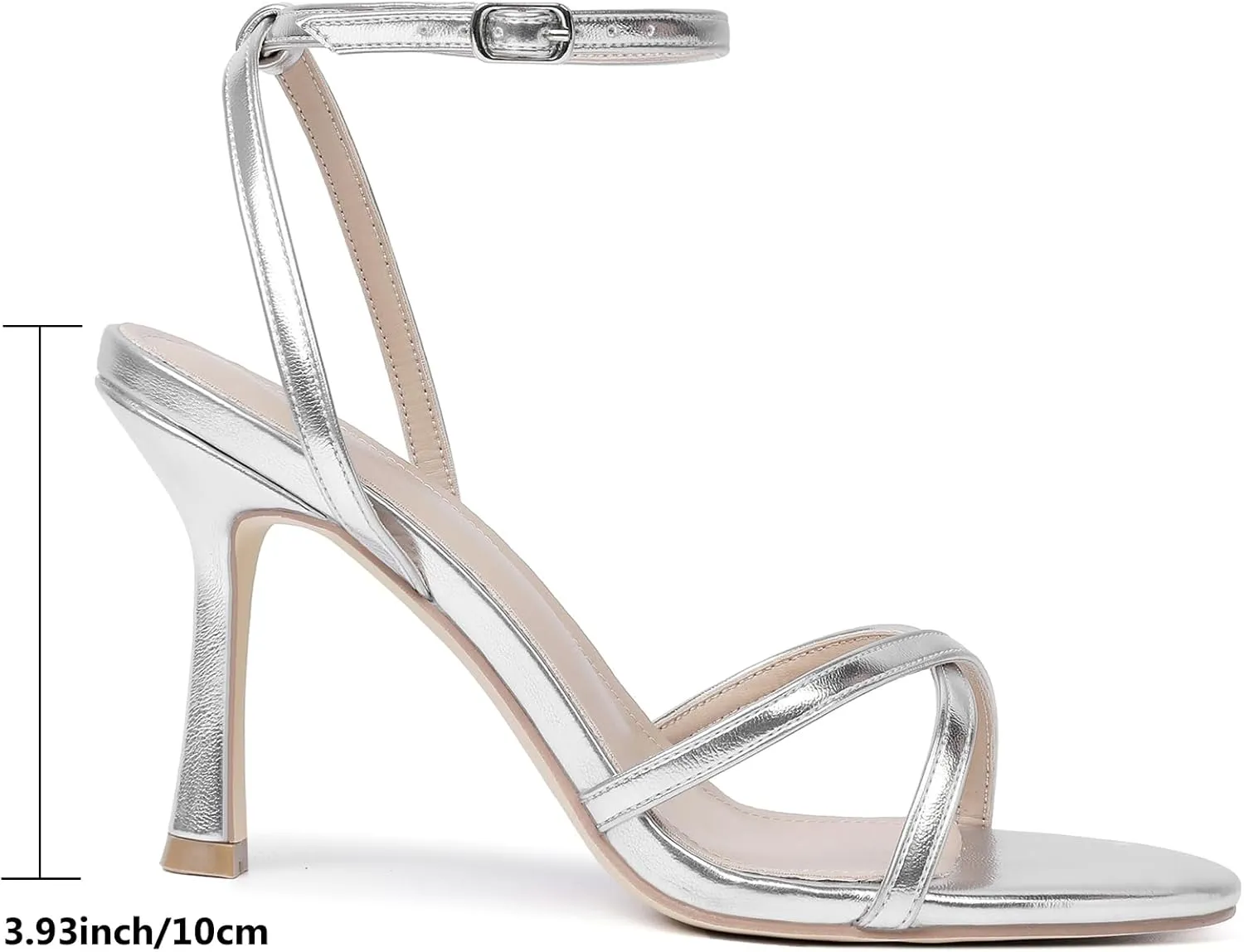 Mostrin Strappy Heels for Women Lace Up Ankle Strap Round Open Toe Stiletto High Heels Women's Heeled Sandals for Prom, Party, Daily