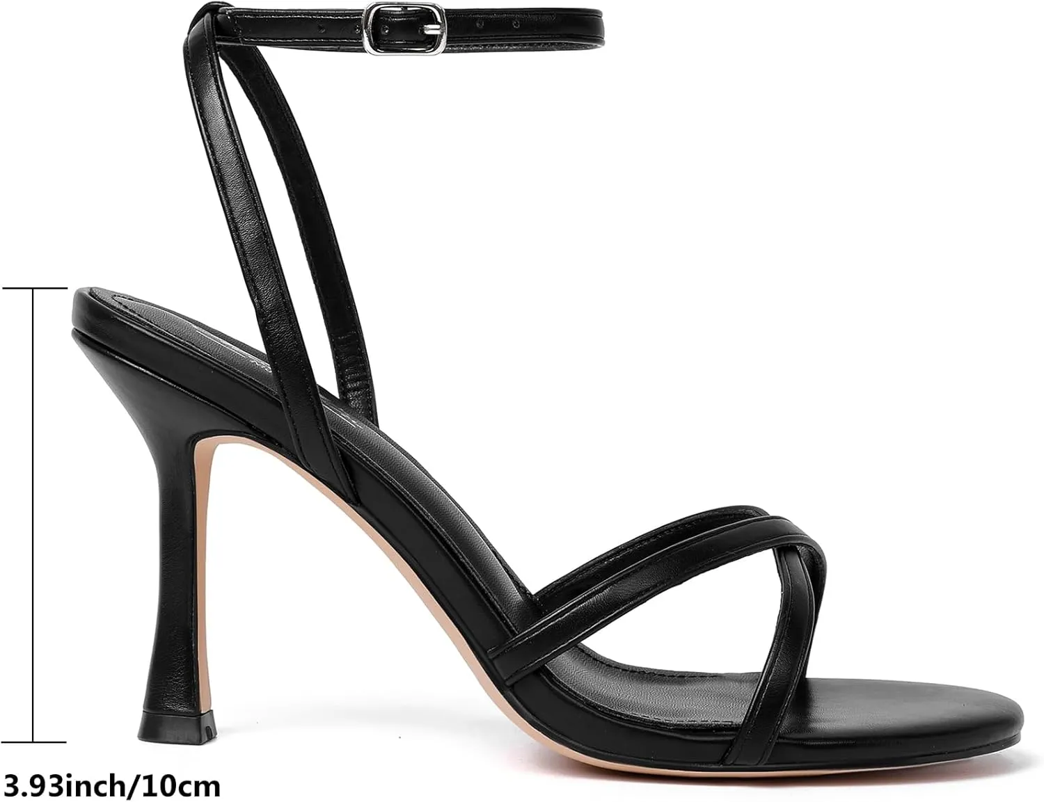 Mostrin Strappy Heels for Women Lace Up Ankle Strap Round Open Toe Stiletto High Heels Women's Heeled Sandals for Prom, Party, Daily
