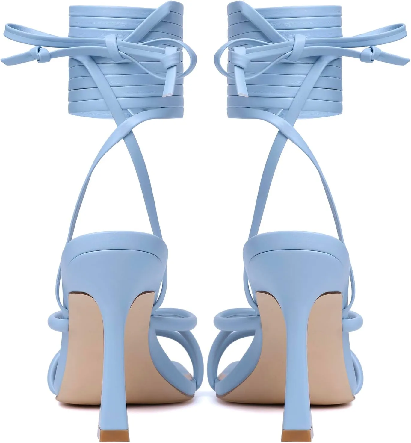 Mostrin Womens Sandals Strappy Heels for Women Lace Up Square Open Toe Heels Tie Up High Heeled Sandals for Prom, Party, Daily Wear