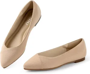MUSSHOE Women’s Ballet Flat Shoes Comfortable Pointed Toe Slip on Black Shoes for Woman Classic Soft Shoes