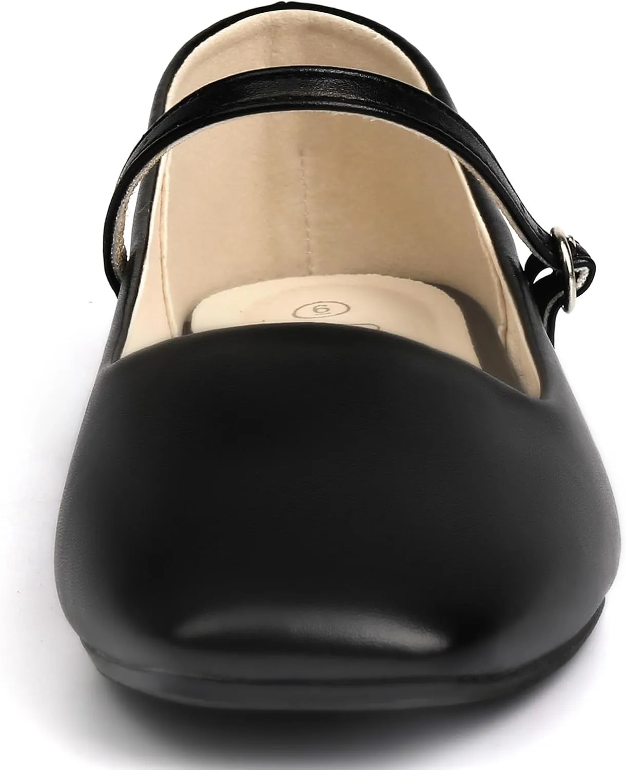 MUSSHOE Womens Ballet Mary Jane Flats Shoes Adjustable Strap Comfortable Square Closed Toe Versatile Chic Footwear with Latex Insole