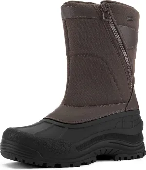 mysoft Men's Winter Snow Boots Mid Calf Waterproof Insulated Fur Lined Warm Anti-Slip Zip Boot