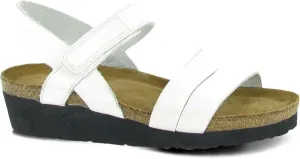 NAOT Kayla Women's Sandals – 3-Strap Support with Backstrap, Cork-Latex Footbed, Arch Support – Comfortable for All-Day Walking White Leather 10-10.5 N-M US