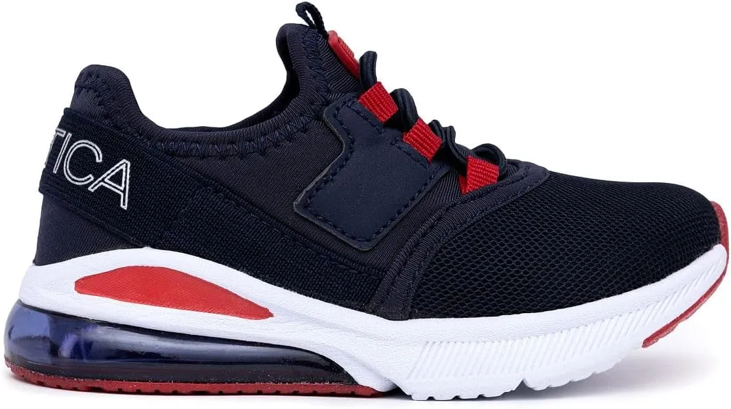 NAUTICA Kids Boys Girls Air Bubble Sneaker Athletic Running Shoe with Strap/Bungee (Toddler/Little Kids)