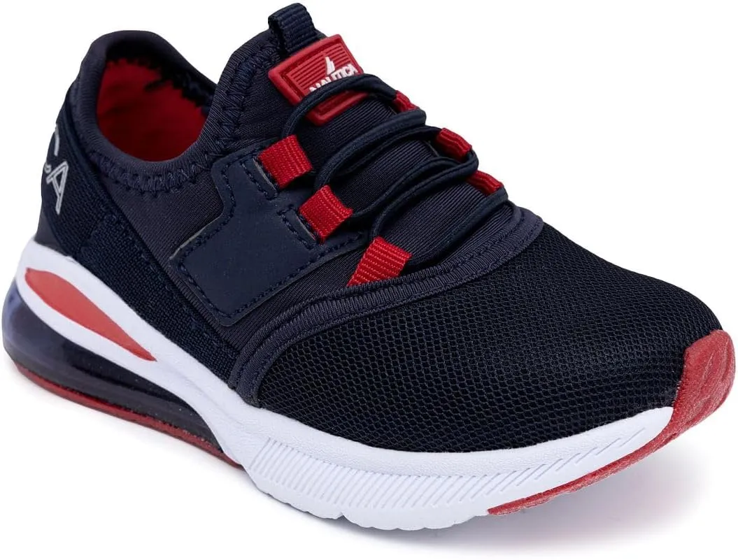 NAUTICA Kids Boys Girls Air Bubble Sneaker Athletic Running Shoe with Strap/Bungee (Toddler/Little Kids)