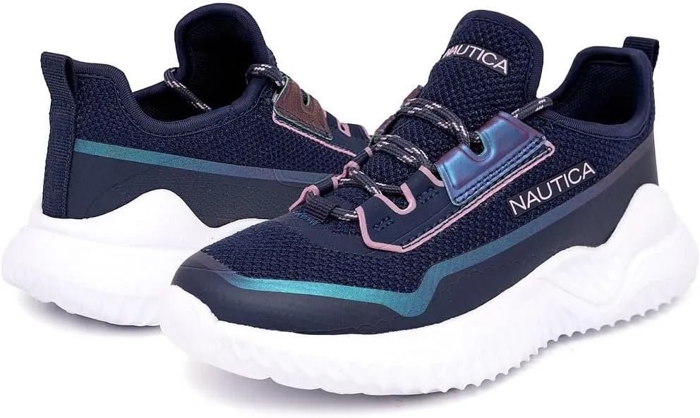 Nautica Kids Girls Metallic Fashion Sneaker Lace-Up Athletic Running Shoe I kappil I (Big Kid - Little Kid - Toddler)