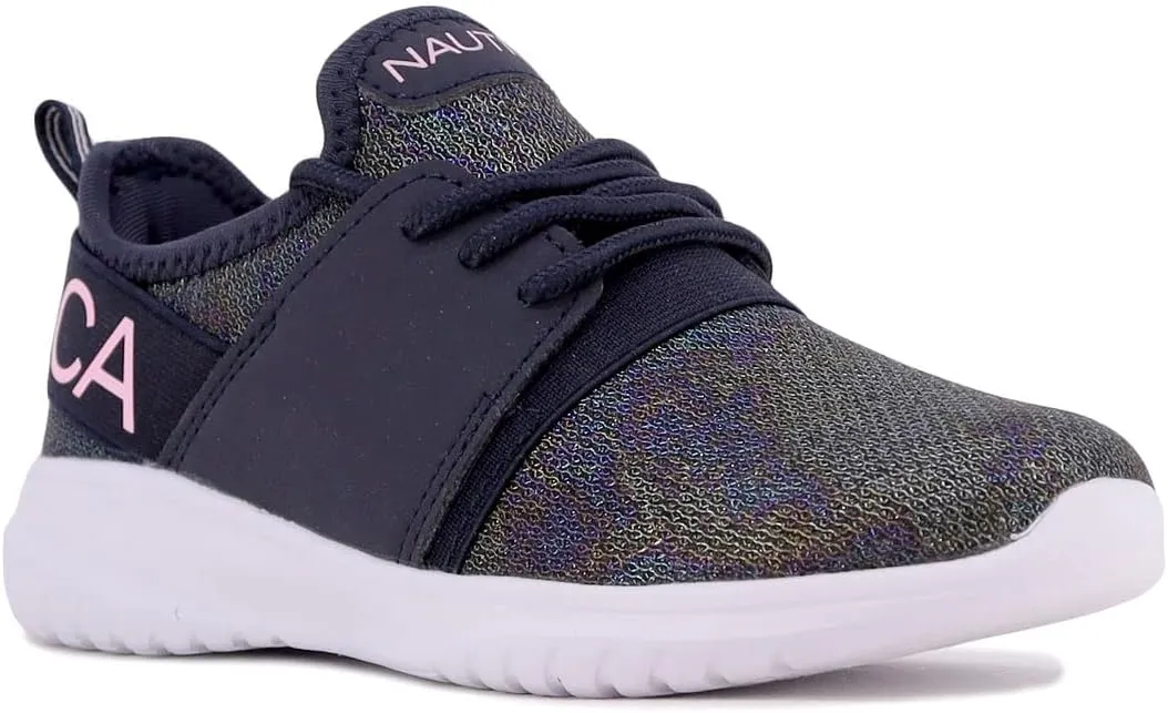 Nautica Kids Girls Metallic Fashion Sneaker Lace-Up Athletic Running Shoe I kappil I (Big Kid - Little Kid - Toddler)
