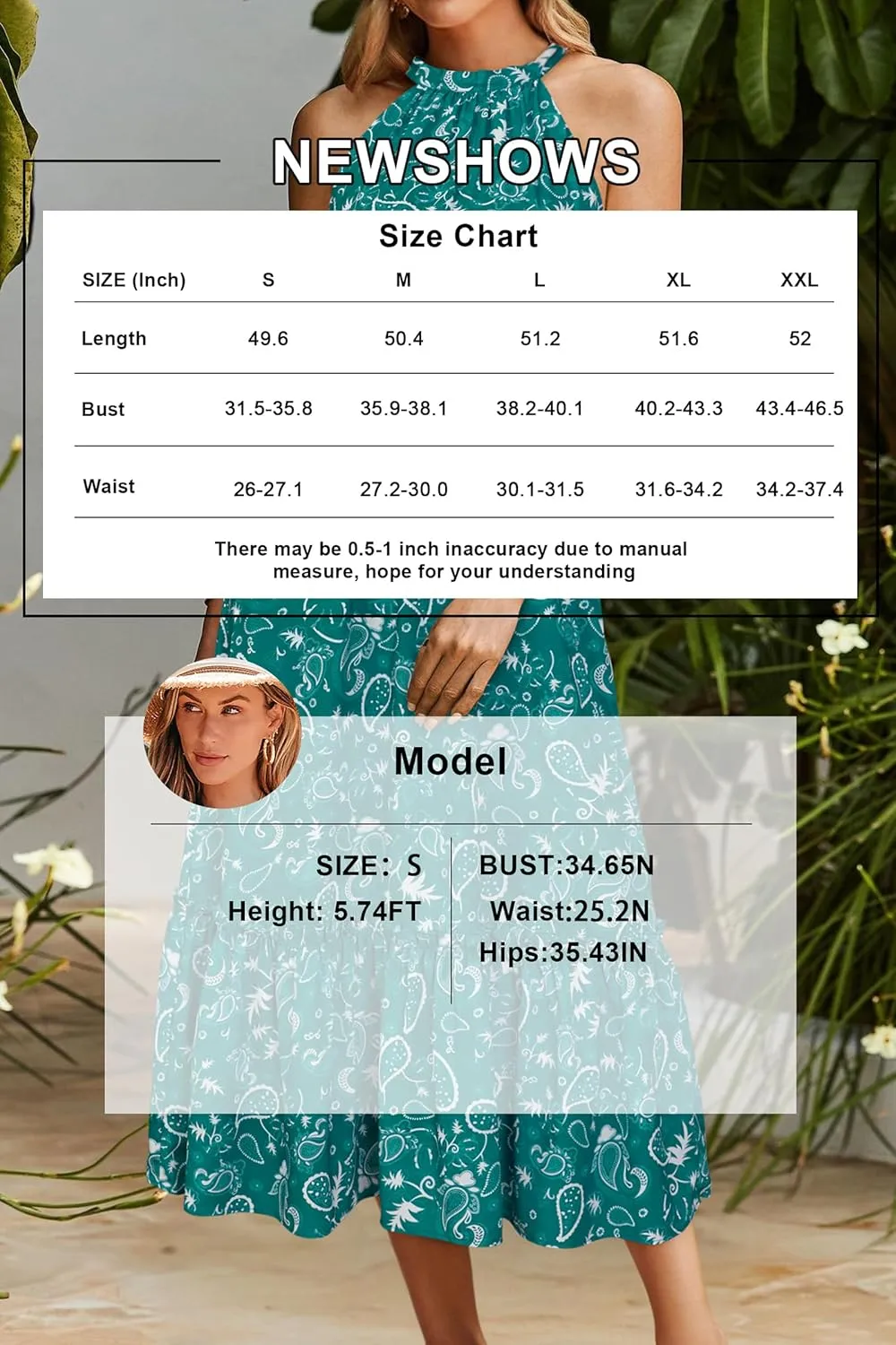 Newshows Womens 2025 Summer Vacation Outfits Halter Neck Floral Tiered Ruffled Flowy Casual Beach Boho Long Maxi Dress