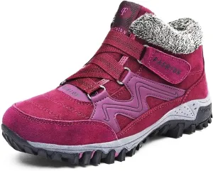 Nobrandd Women's Winter Thermal Villi Leather Platform Fashion high top Boots Red