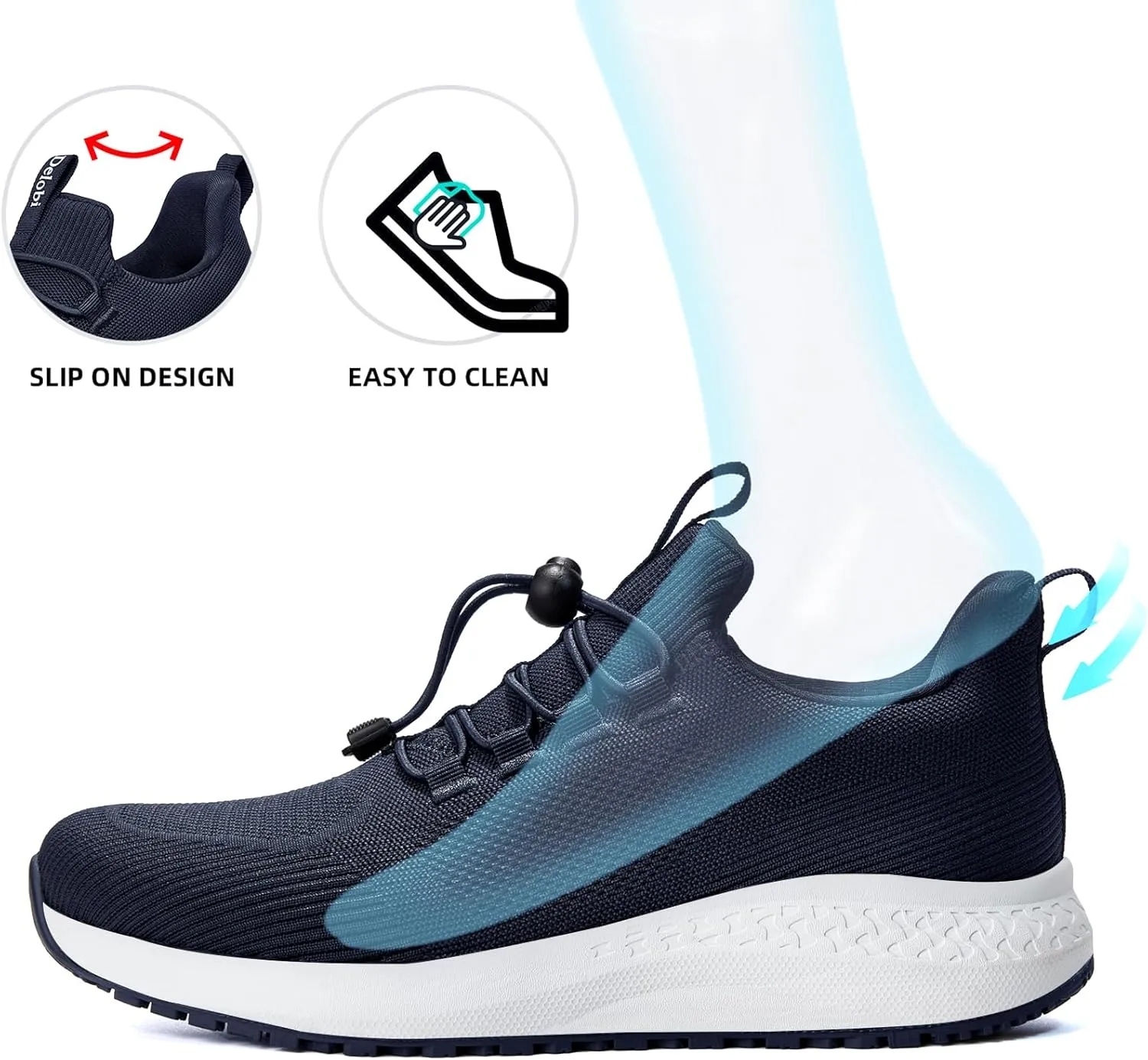Non Slip Shoes for Women - Food Service & Restaurant, Waterproof Breathable, Lightweight Slip Resistant Sneakers for Kitchen & Nurse