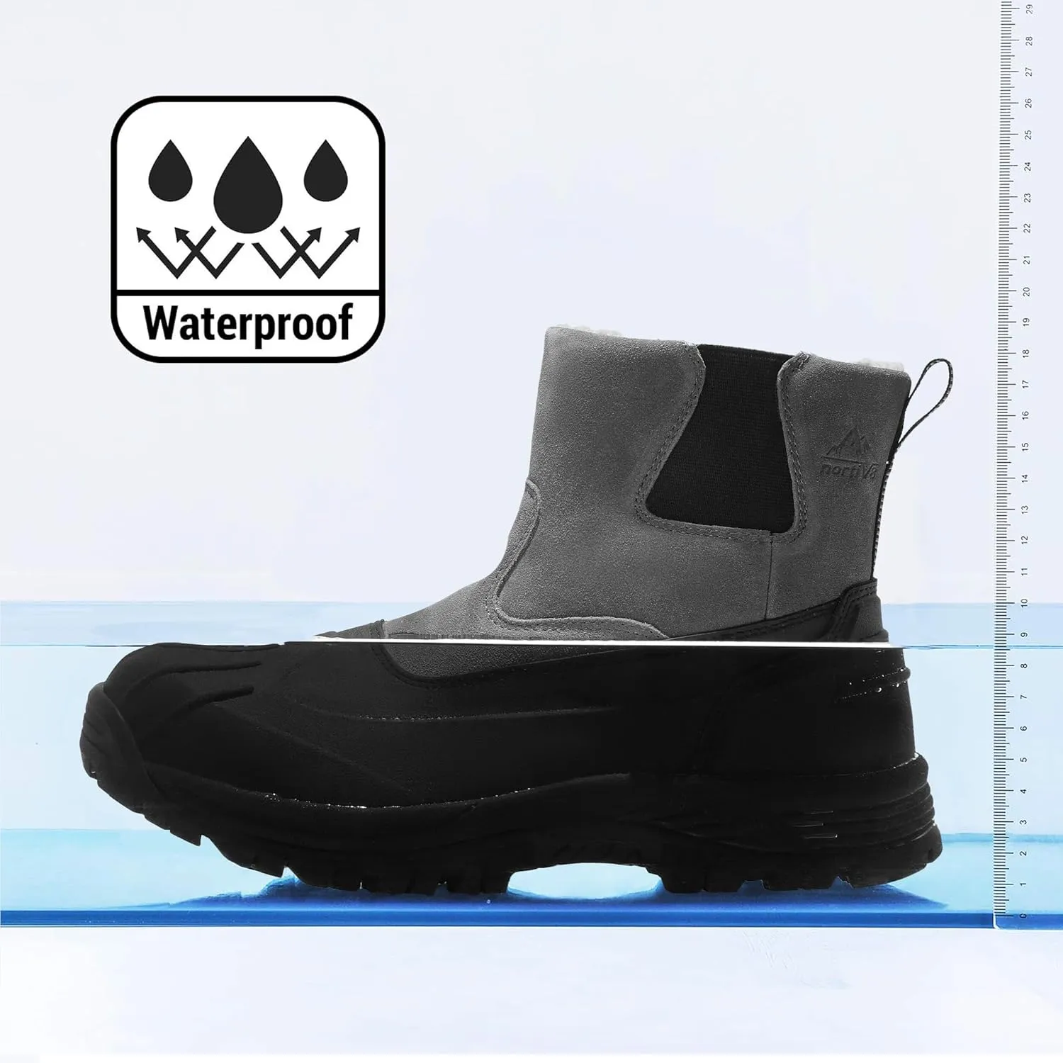 NORTIV 8 Mens Slip on Winter Waterproof Rain Boot for Outdoor