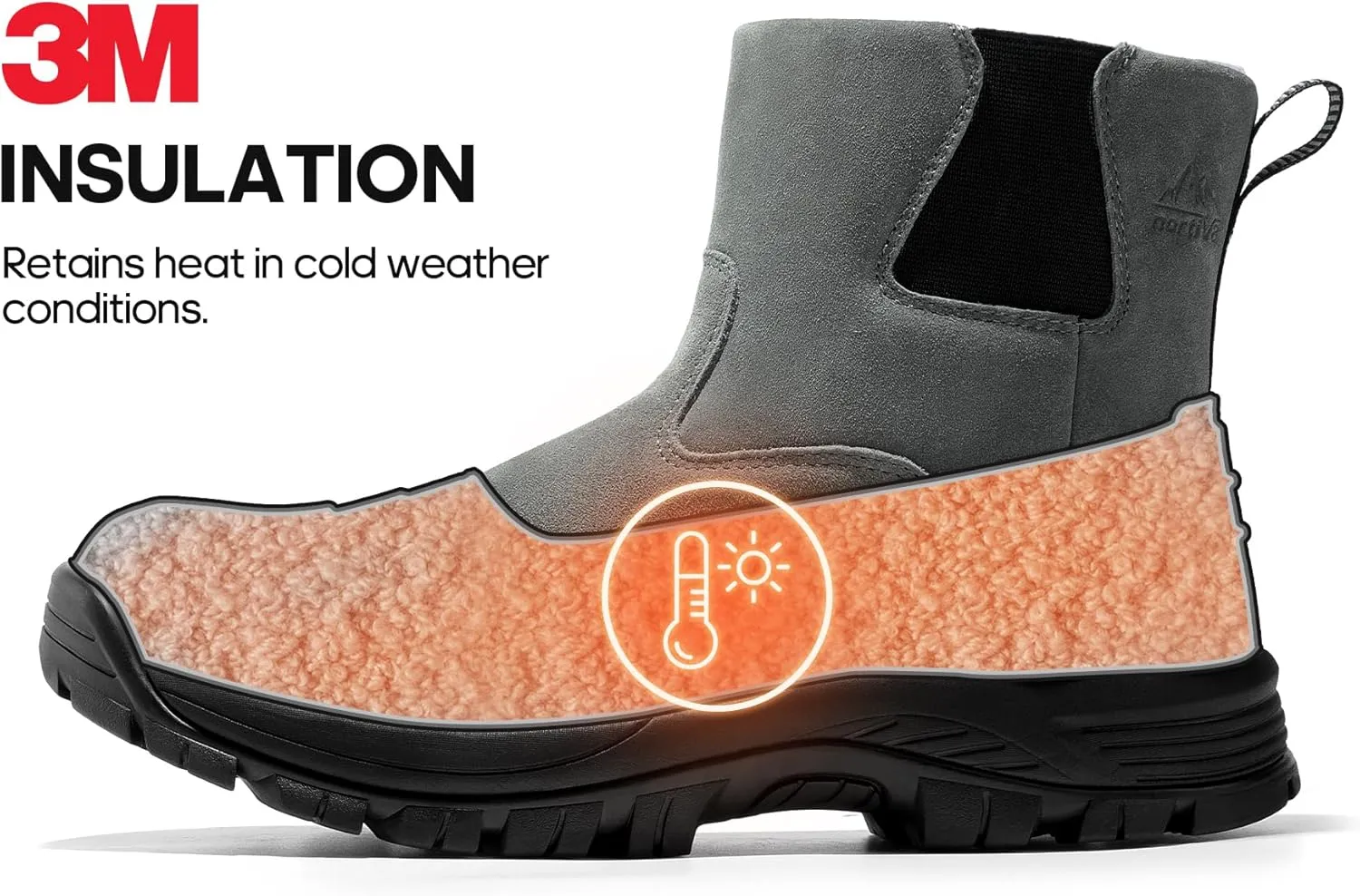 NORTIV 8 Mens Slip on Winter Waterproof Rain Boot for Outdoor