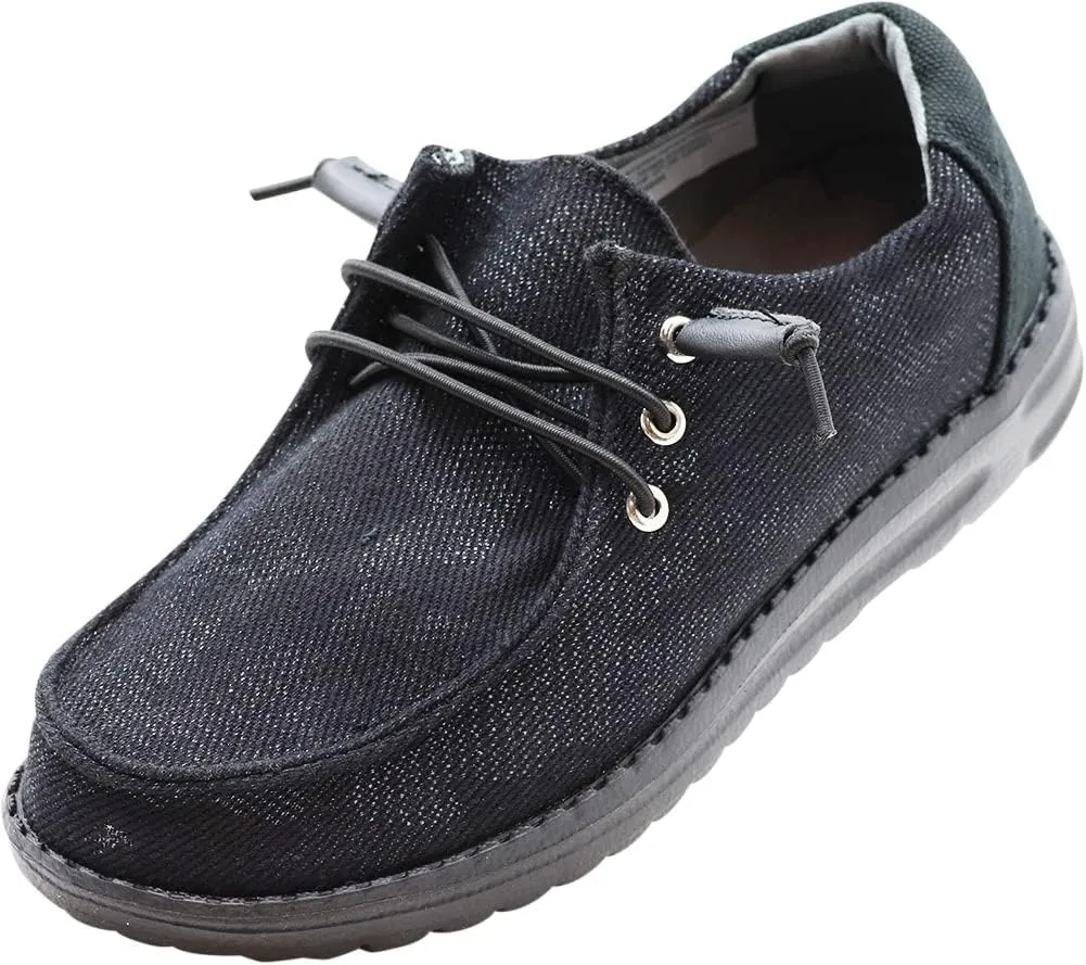 NORTY Unisex Kids Casual Boat Shoes - Slip-On Lace-Up Loafers for Boys and Girls - Lightweight Design