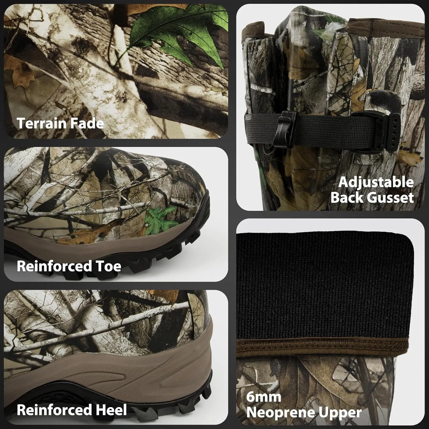 Obcursco 400g Insulation Rubber Hunting Boots for Men, Insulated Waterproof 6mm Neoprene Boot for Hunting (Camo)