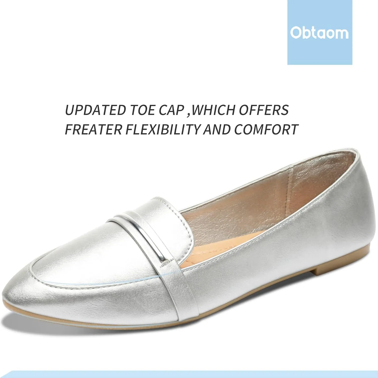 Obtaom Women's Pointy Toe Loafer Flat Comfortable Faux Suede Work Shoes,Cute Penny Loafer Slip On Ballet Flat