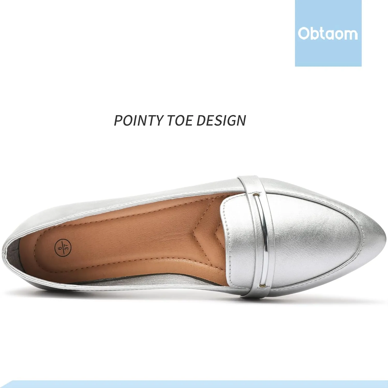 Obtaom Women's Pointy Toe Loafer Flat Comfortable Faux Suede Work Shoes,Cute Penny Loafer Slip On Ballet Flat