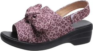 oiangi Bow Platform Sandals for Women Casual Summer Fish Mouth Open Toe Slingback Slipper Solid Comfortable Hook-and-Loop Beach Shoes Sandalias