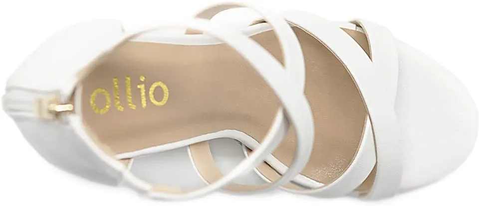 Ollio Women's Shoes Faux Suede or Faux Leather Ankle Toe Cross Strap Zip Up High Heels Pumps Sandals H98