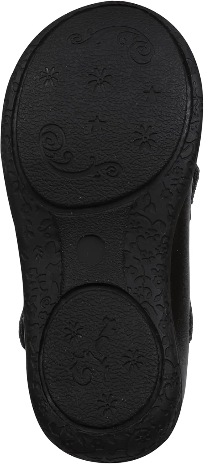 Oomphies Amina Leather Mary Jane Shoes for Girls – Ruffled Dress Shoes with Hook & Loop Closure, Soft Cushion Footbed