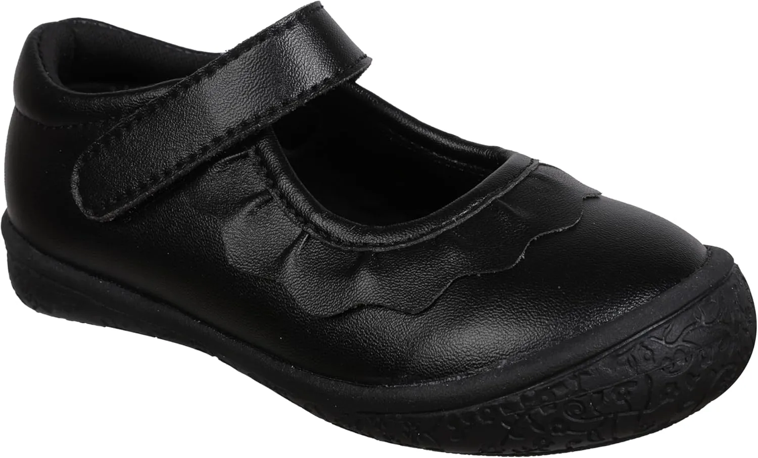 Oomphies Amina Leather Mary Jane Shoes for Girls – Ruffled Dress Shoes with Hook & Loop Closure, Soft Cushion Footbed
