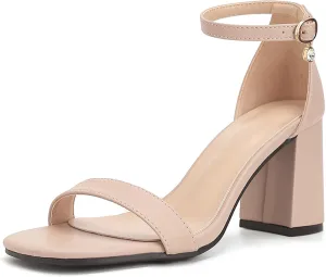 Open Toe Ankle Strap Heels Sandals, Women's Low Block Chunky Heels Party & Dating Dress Pumps Shoes