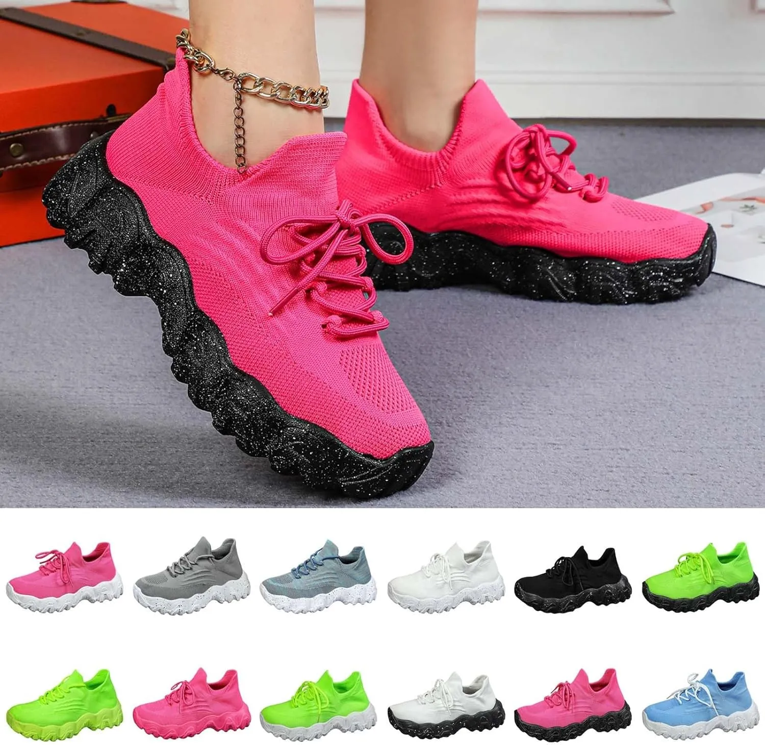 Ortho Pro Women's Breathable Mesh Orthopedic Sneakers, Non-Slip Work Shoes for Women, Lace-Up, Flat Heel, Round Toe, Casual, Running, Jogging, Adult, US Size