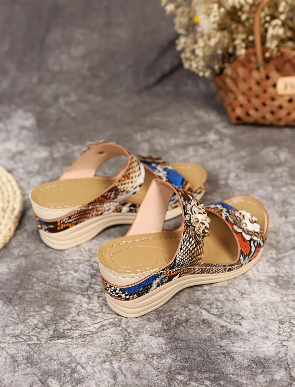 Orthopedic Sandals for Women Platform Wedge Arch Support Flat Slipper Open Toe Comfort Casual Beach Walking Heels Shoes