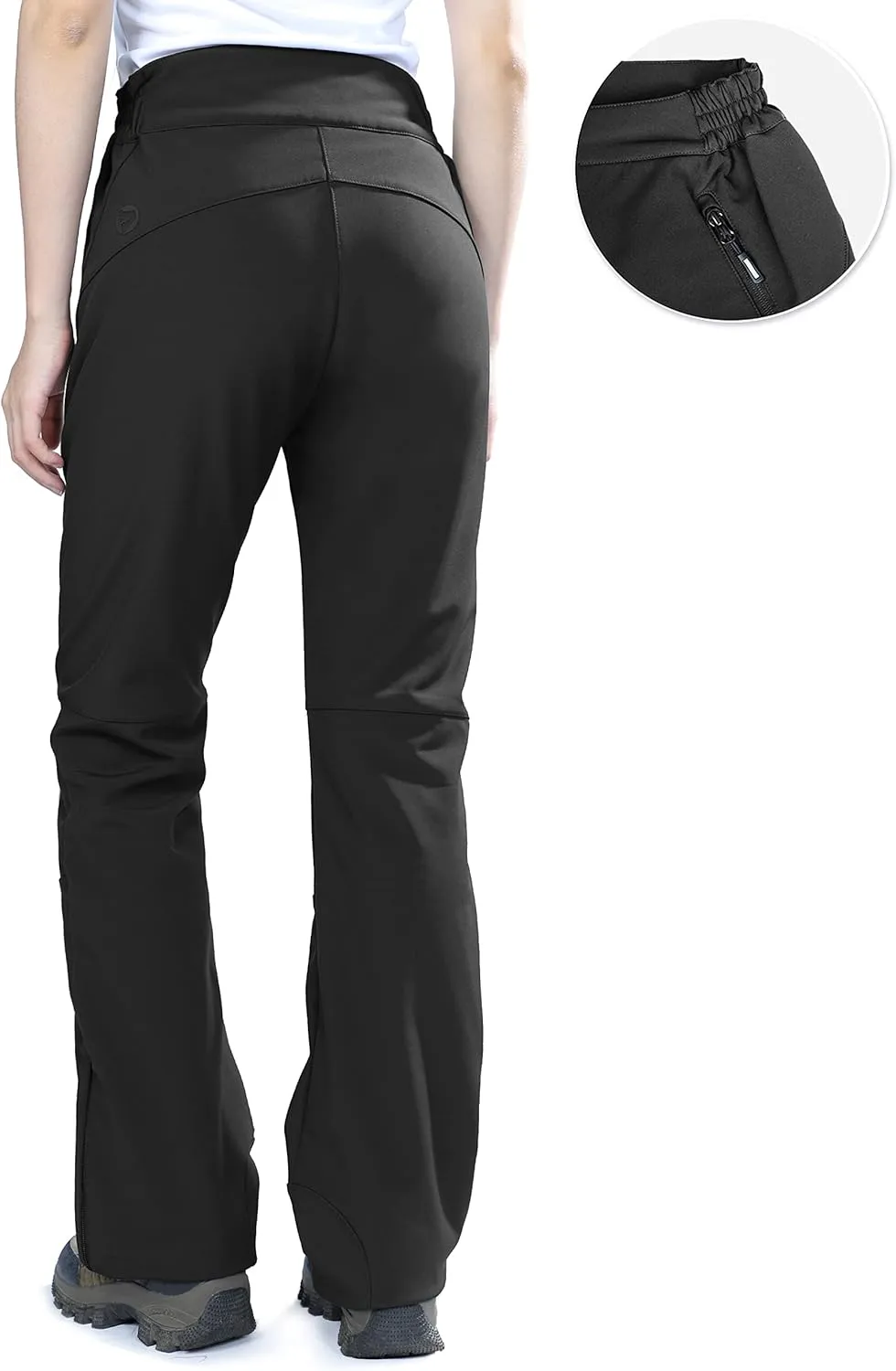Outdoor Ventures Women's Sleek Waterproof Softshell Fleece Lined Ski Snow Insulated High Rise Hiking Pants with Bottom Zipper
