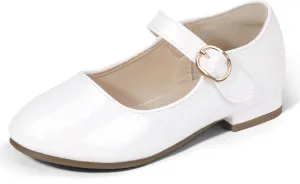 PANDANINJIA Girls Dress Shoes Patent Ballerina Flats Toddler Little Big Kid Mary Jane Low Heels Shoes