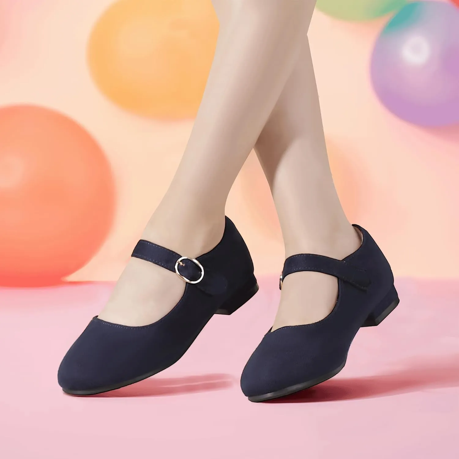 PANDANINJIA Girls Dress Shoes Patent Ballerina Flats Toddler Little Big Kid Mary Jane Low Heels Shoes